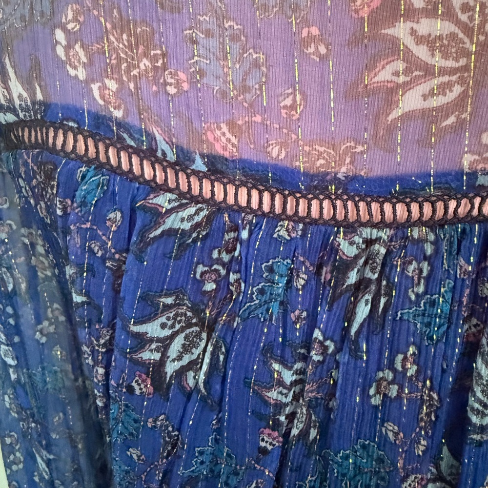 BA&SH BASH Silk Blouse Paisley Top Shirt Sheet Silk Metallic, Size 1, XS, S - Picture 9 of 10